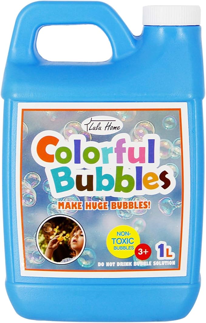 Lulu Home 33.8 OZ/1 L Concentrated Bubble Solution, Refill for Bubble Machines, Giant Wands, and Blowers - Up to 2.5 Gallons for Kids' Birthday Parties