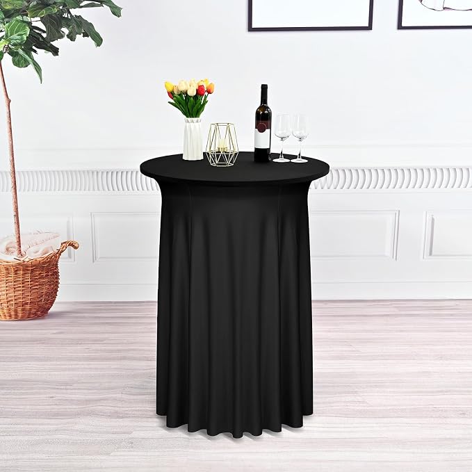 6 Pack Cocktail Stretch Table Skirt, Black, 32 x 43 inch - Image 2