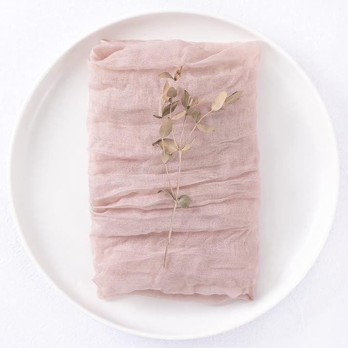 DeZerlor Pink Washable Cheesecloth Napkins Set of 50 for Wedding Party | Reusable Summer Cloth Napkins Bulk, for Bridal Baby Shower Dinner Cocktail Birthday Home, 21x21 Inches - Image 5
