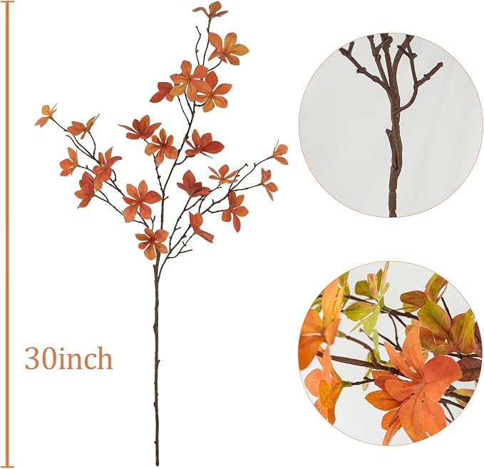 3 Pcs Fall Faux Greenery Stems, Artificial Fall Stem Branches Autumn Leaves with Stems Faux Fall Plants for Vase Home Festival Centerpieces Thanksgiving Fall Decor - Image 6