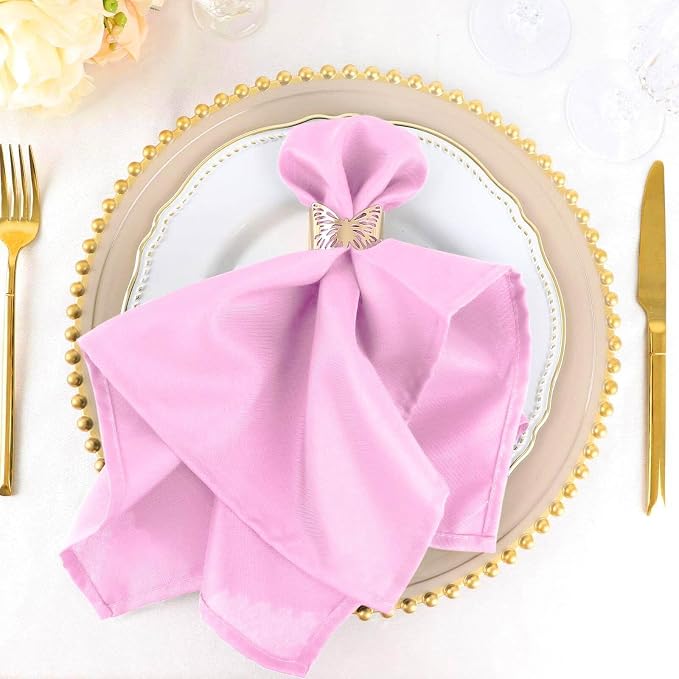 Efavormart Premium Cloth Napkins Set of 50, 20x20 Inch Pink Seamless Dinner Napkins, Washable Linen Table Napkin Cloth with Hemmed Edges for Weddings, Party and Banquet by efavormart