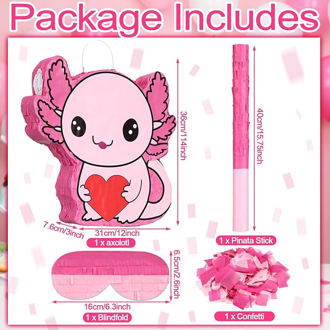 Axolotl Piñata Valentine's Day Axolotl Themed Animal Piñata for Fiesta Party Supplies Festivals Holiday Photo Props Fiesta Party Supplies, Birthday Centerpiece Decor