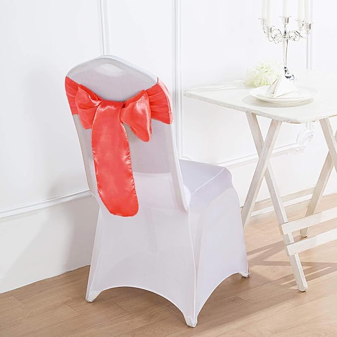 Balsa Circle 10 Red Satin Elegant Chair Cover Bows Sashes Wedding Banquet Decorations Party Supplies Engagement Events Reception - Image 5