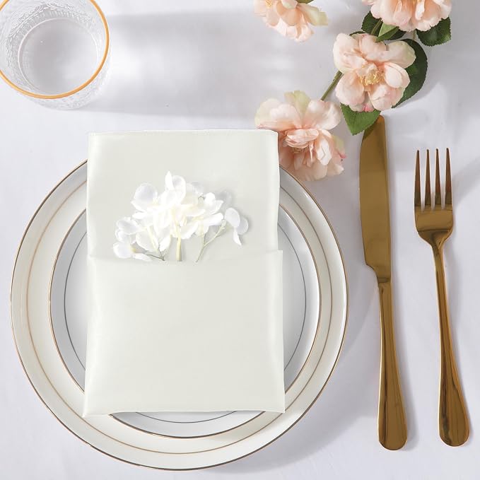 MILVOWOC 72 Pack Square White Satin Napkins 20 x 20 Inch | Soft Silk Dinner Napkins, Smooth Decorative Table Napkins, Washable & Reusable Cloth Napkins - Image 3