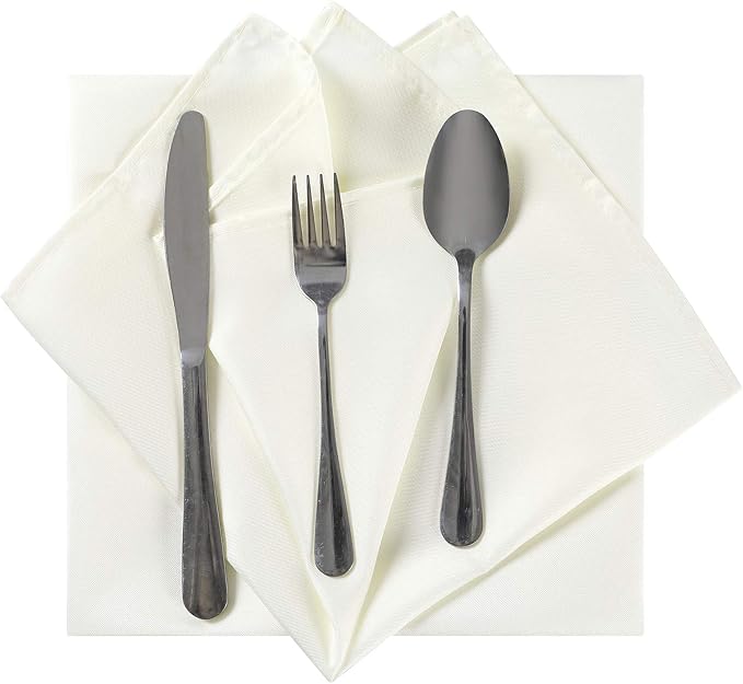Cloth Napkins 17x17 inch Washable Polyester Dinner Napkins Soft Table Napkins for Wedding Party Dining Banquet(Ivory,50PCS) - Image 4