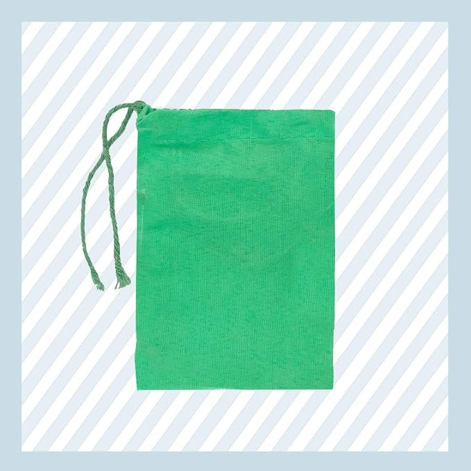 (12x20 inches) Green Cotton Bags, Reusable And Biodegradable Produce Muslin Drawstring Bags Available in Different Sizes (Pack Of 100) - Image 3