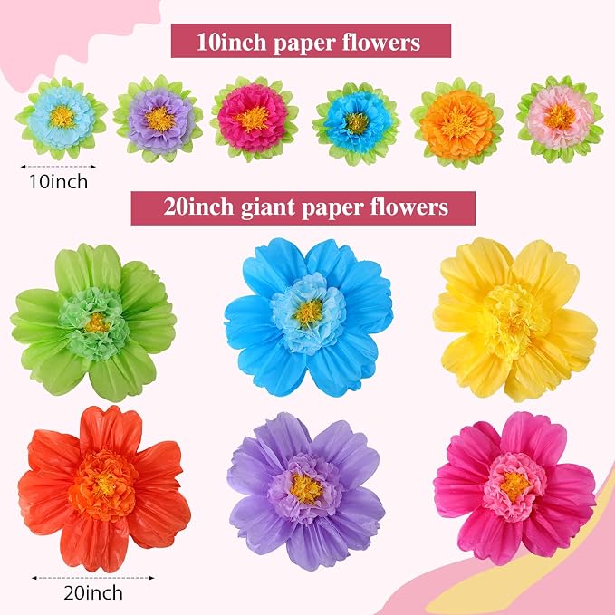 TaoBary 36 Pcs Large Colorful Tissue Paper Flowers 20" Giant Fiesta Paper Pom Poms Classroom Wall Decor Birthday Wedding Engagement Backdrop Centerpiece Tea Party Supplies (Rainbow Color) - Image 2