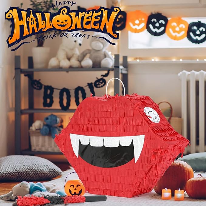 Vampire Pinatas Bundle with a Blindfold and Bat (16x12.5x4 Inches), Perfect for Theme Decoration, Games, Birthday