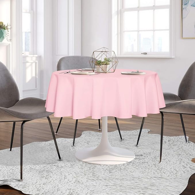 sancua Pink Round Tablecloth 60 Inch Diameter for 20-48 Inch Tables - Image 9