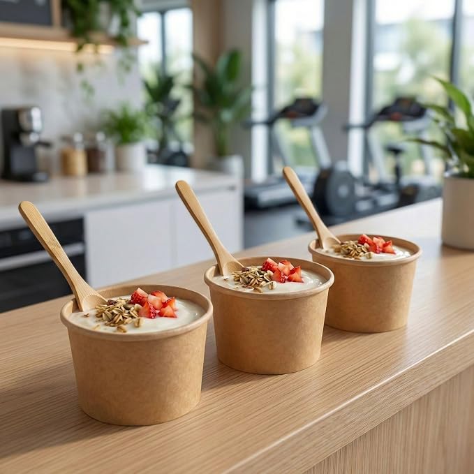Coppetta 4 Ounce Dessert Cups, 50 Disposable Ice Cream Cups - Lids Sold Separately, Heavy-Duty, Kraft Paper Frozen Yogurt Bowls, For Hot And Cold Foods, Perfect For Gelato Or Mousse - Restaurantware - Image 4