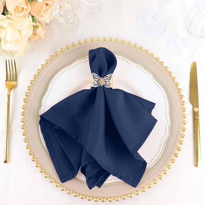 Tableclothsfactory Premium 100 Pack | Navy Blue Seamless Cloth Dinner Napkins, Wrinkle Resistant Linen | 17"x17" for Party & Decorations - Image 6