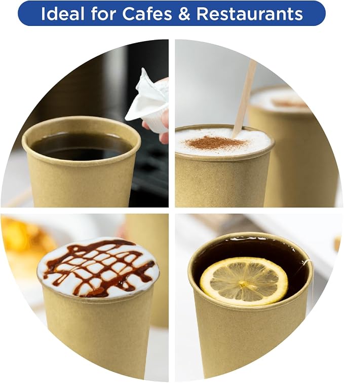 Karat 10 oz Coffee Cups, Disposable Paper Hot Cups Kraft, 90mm, 1000ct | C-K510K, Double Poly Lined, Leak-Resistant Design, Restaurants and Cafes, Tea Service, Hot/Cold Beverages - Image 4