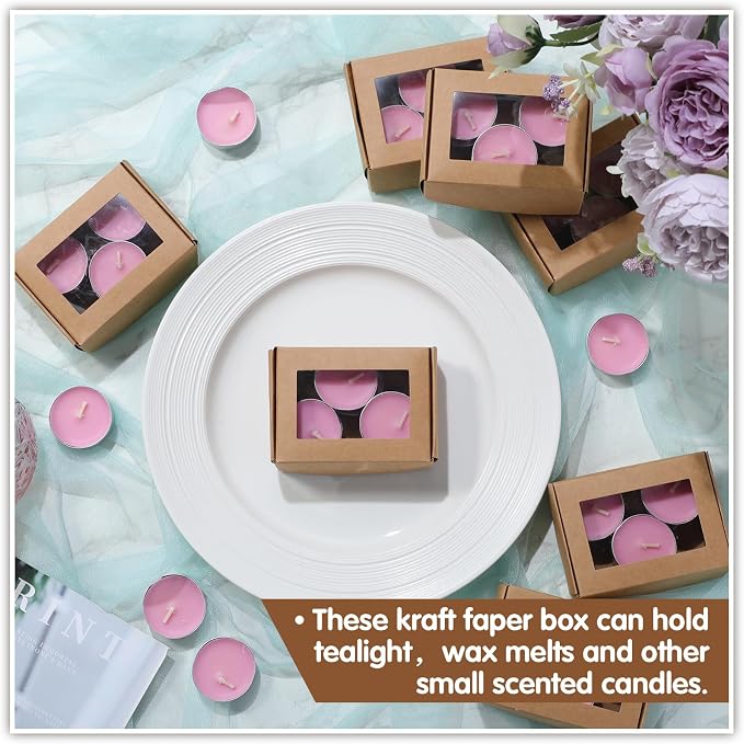 Zonon 30 Pcs Mini Kraft Soap Boxes with Window Homemade,Brown | Paper Material for Bakery Candy Gifts, Soap Making Supplies, Clear Window Display, 3.7x2.6x1.4 Inch, Small Gift Packaging - Image 7