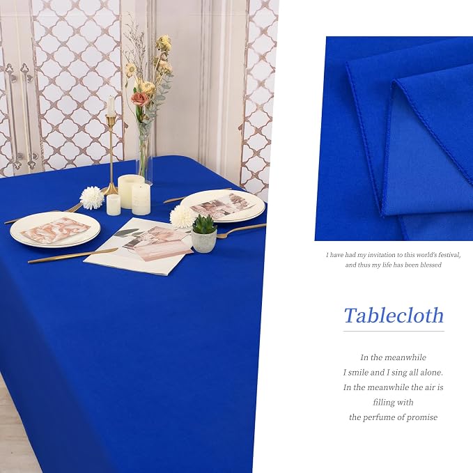 YMHPRIDE 6 Pack Royal Blue Polyester Tablecloths, 60 x 102 inch, Rectangular, Wrinkle Resistant, Machine Washable, Perfect for 6FT Tables, Wedding, Party, Banquet - Image 4