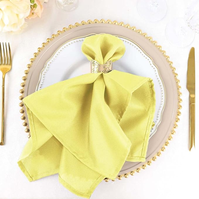Tableclothsfactory Premium Pack of 100 Premium Yellow 20" x 20" Washable Polyester Napkins Great for Wedding Party Restaurant Dinner Parties for Party & Decorations - Image 5
