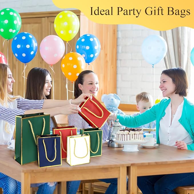 Qeeenar 48 Packs Christmas Gift Bags Assorted Sizes Holiday Paper Bags 4 Colors 4 Sizes Plaid Gift Bags Bulk for Christmas Xmas Gifts Wrapping New Year Party Supplies - Image 6