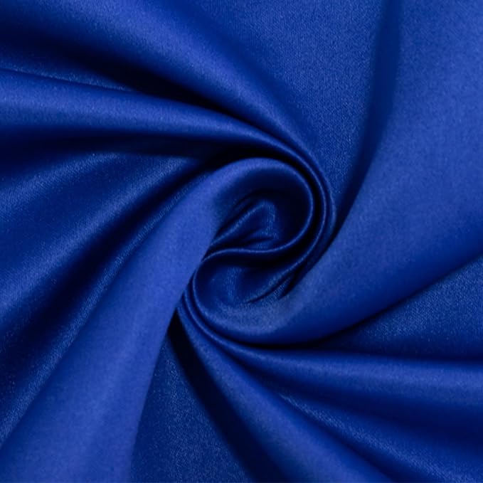 Efavormart Royal Blue Seamless Lamour Satin Round Tablecloth - 120" for 5 Foot Table with Floor-Length Drop