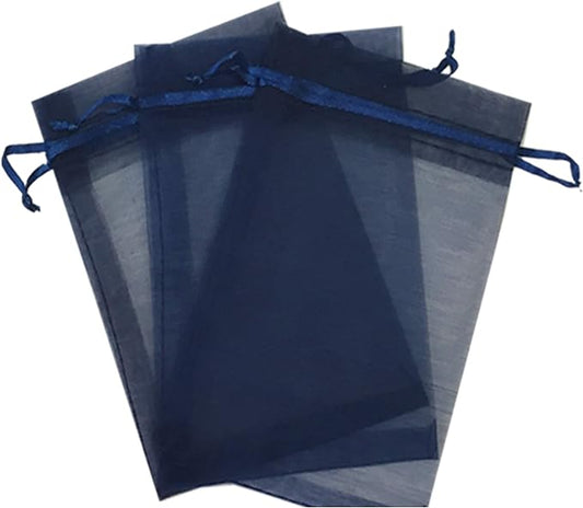 100 Pcs Navy 4x6 Sheer Drawstring Organza Jewelry Pouches - Wedding Party Favor Gift Bags, Candy Bags [Kyezi Design and Craft] by Kyezi+Design+and+Craft