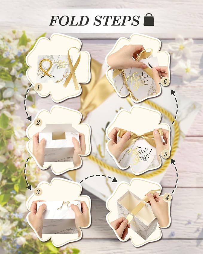 EQOREIIN 30 Pack Small Thank You Gift Bags with Handles &, Marble Gold | 5.5 x 2.4 x 4.7 Inches Mini Gift Bags for Girls Kids Birthday Mother's Day Wedding Christmas Goodie Candy Party Favors - Image 4