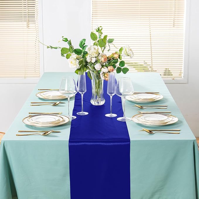 SI Pack of 30 Wedding 12 x 108 inch Satin Table Runner for Wedding, Decorations for Graduations, Engagements, Birthday Parties, Banquets, Runners fit Rectangle, Round Table - Royal Blue - Image 4