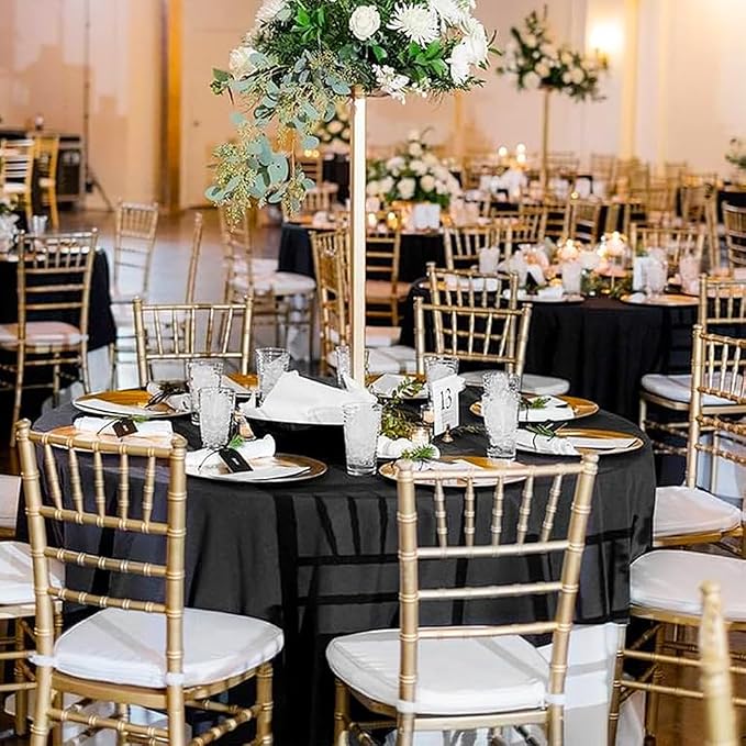 8 Pack Black Round Tablecloths, 120 Inch Stain Resistant and Wrinkle Polyester Fabric Washable Table Clothes Cover for Kitchen Dining, Wedding, Reception Banquet, Birthday Party, Buffet Restaurant - Image 7