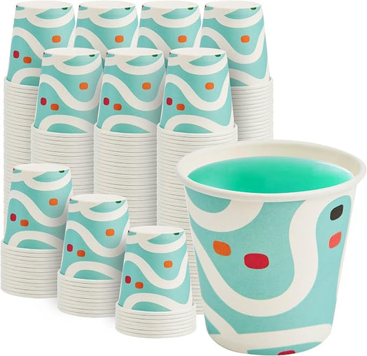 RACETOP 3 oz Bathroom Cups 300 Pack, Small Paper Cups, Blue Lines | Leak-proof Paper, Disposable, Blue Lines Pattern, Mini Mouthwash Cups for Bathroom, Party, Travel, Events, Picnic by RACETOP