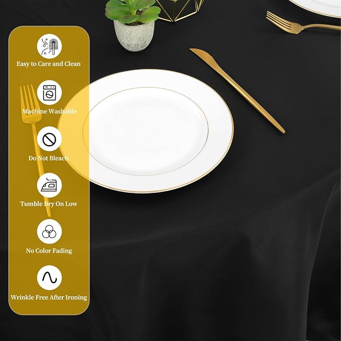 12 Pack Round Tablecloth 120 inch Black Table cloths for Round Tables,Stain and Wrinkle Resistant Washable Polyester Tablecloths Black Table Cloth 120 Inch Round Table Cloth for Wedding Party Birthday - Image 5