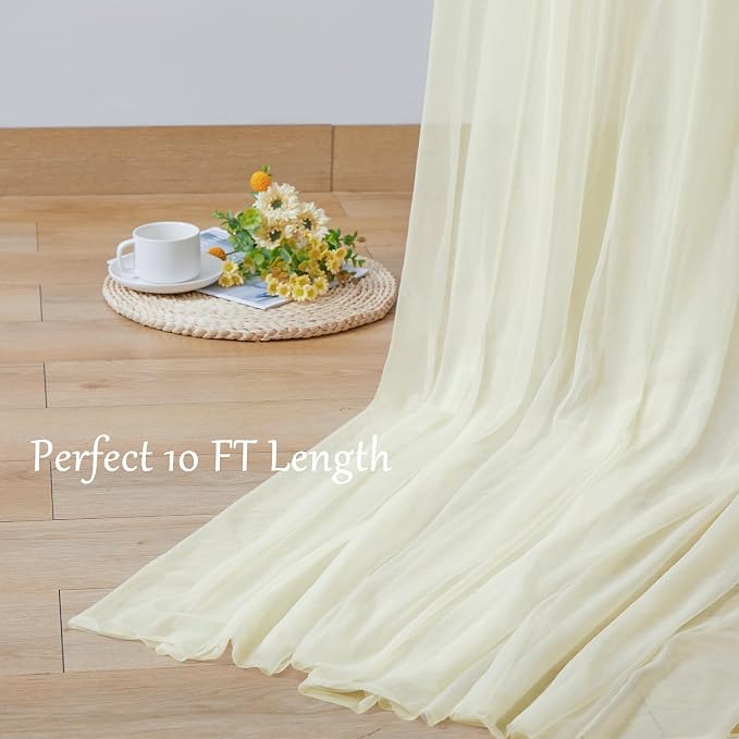 10x10 Ivory Tulle Backdrop Curtains for Parties, Sheer Backdrop Curtain Wedding Photo Background Drapes for Baby Shower Photography Birthday Party - Image 7