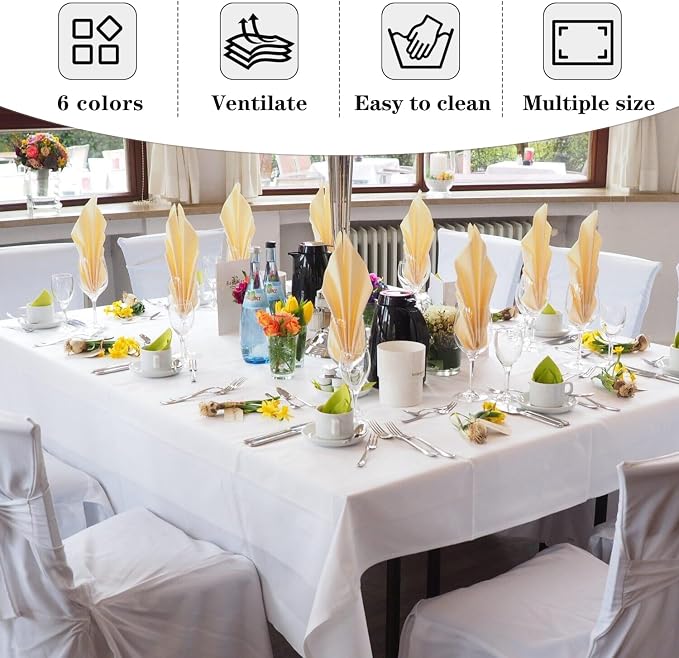 Fitable 6 Pack White Square Tablecloths 70x70 Inch for 2-4 Ft Tables - Image 5