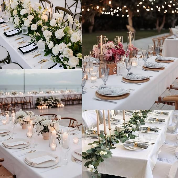 10 Pack White Table Cloth for Rectangle Tables 60x102 Inch Fit 6 Foot Table | Washable&Reusable Polyester Tablecloths for 6 Foot Rectangle Tables Washable Fabric Table Covers for Party, Wedding Banquet - Image 5