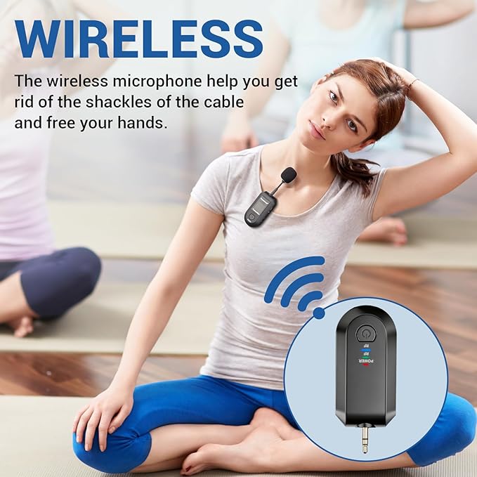 Depusheng 2.4G Wireless Microphone Headset,Lavalier and Handheld Mic 160ft Range,with 1/8''&1/4'' Plug for PA System,Voice Amplifier (One lavalier Microphone)