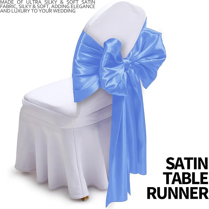 SI Pack of 5 Wedding 12 x 108 inch Satin Table Runner for Wedding, Decorations for Graduations, Engagements, Birthday Parties, Banquets, Runners fit Rectangle, Round Table - Steel Blue - Image 3