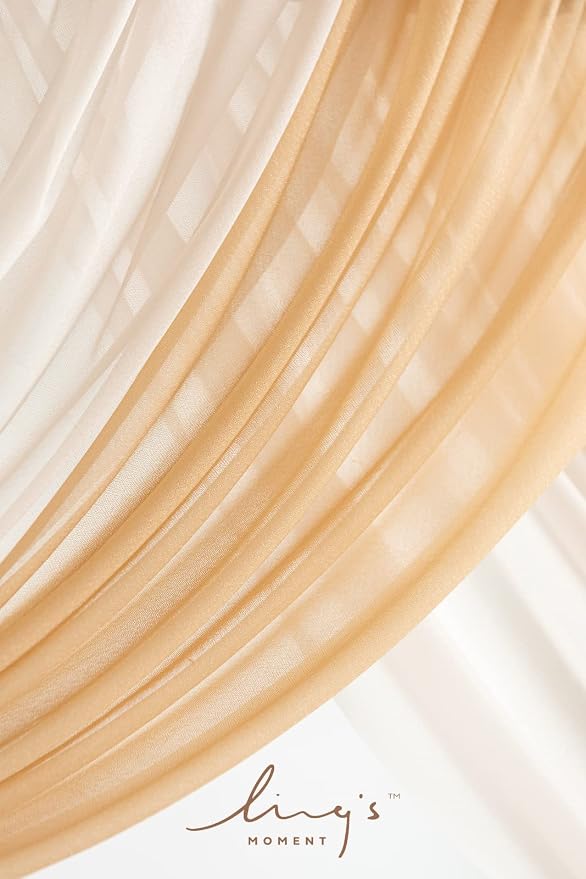 Ling's moment Spring Wedding Arch Flowers Kit Pack of 4, Rust & Sepia | Pack of 4, 2pcs Hanging Flower Arrangement, 2pcs Chiffon Drapes, Ceremony Fake Rose Arbor Backdrop - Image 4