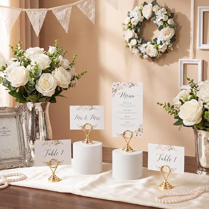 Kathfly 24 Pcs Table Number Holder, 1.7inch Place Card Holder | Weighted-base Ring Clip Holders for Weddings, Buffets, Birthday Parties, Anniversaries, and Office Displays - Image 4