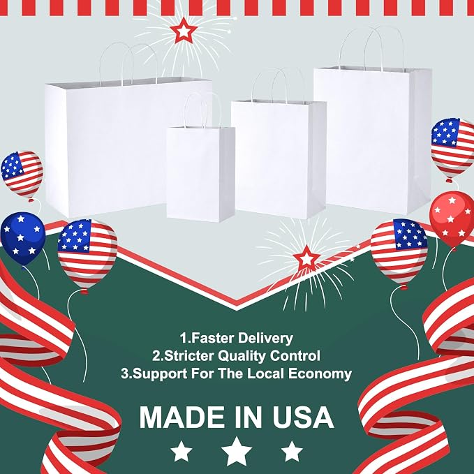 METRONIC Large White Paper Gift Bags 16x6x12 Inches 400 Pack | Large Shopping Bags with Handles,Heavy Duty Paper Sacks Recycled for Christmas,Boutique,Party Favor,Goodie,Retail Business - Image 4