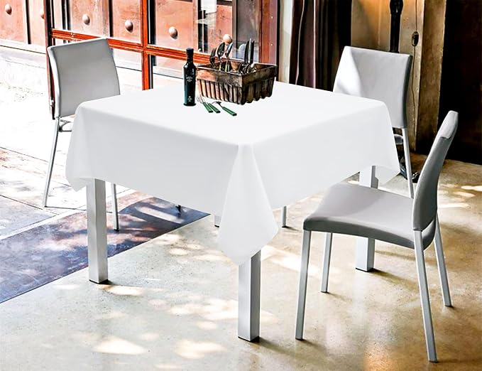 6 Packs White Square Tablecloths 52 x 52 Inch | Polyester Table Cloth for Square Tables, Stain Wrinkle Resistant Washable Fabric, Perfect for Wedding Banquet Party - Image 7