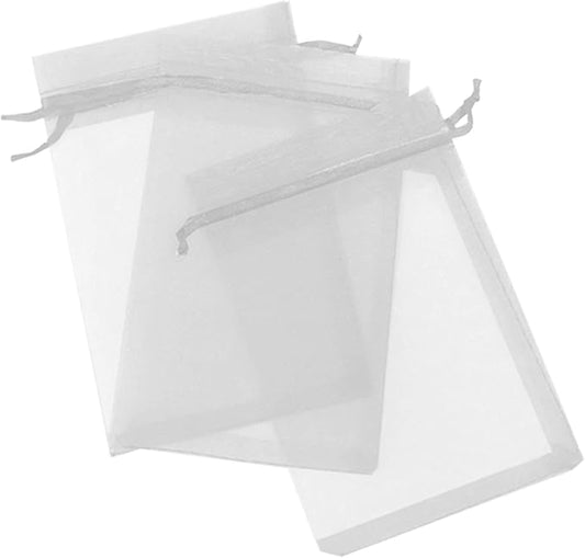 50 Silver 5x7 Sheer Drawstring Organza Bags - Jewelry Pouches, Wedding Party Favor & Gift Bags by Kyezi+Design+and+Craft