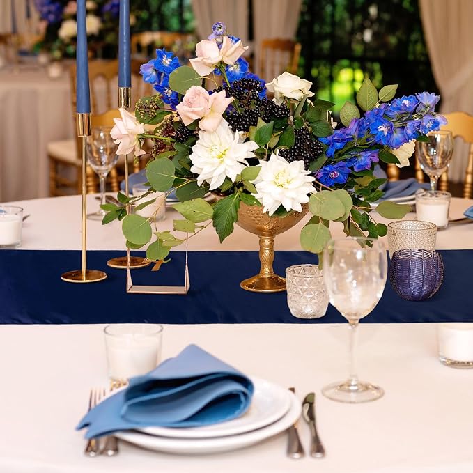 24 Pcs Navy Blue Satin Table Runners Bulk, 12 x 108 Inch | Runners for Table, Smooth Fabric Tablecloth, Wedding Banquet, Birthday Party, Fall Decorations, Halloween Christmas Party - Image 6