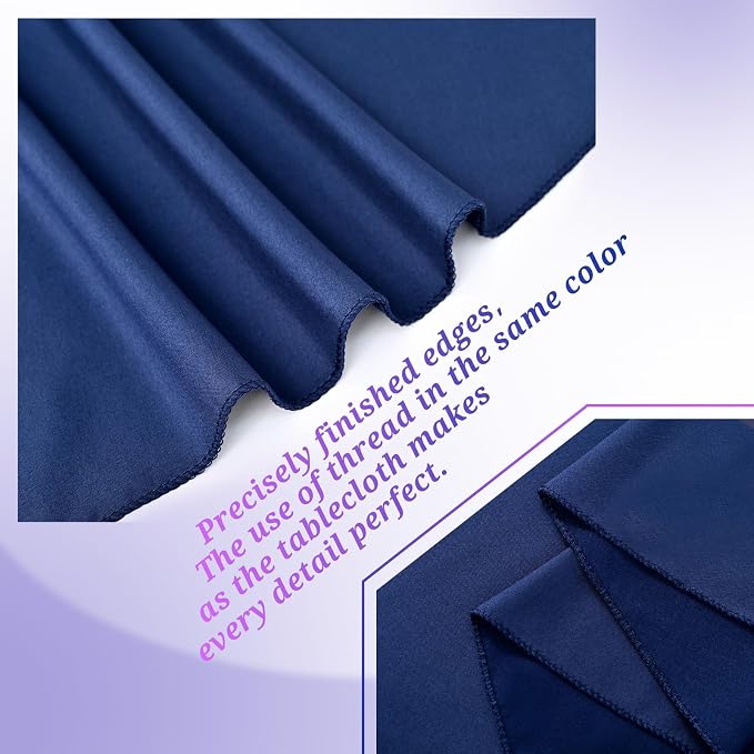 Teruntrue 12 Packs Navy Blue Round Tablecloths 120 inch Round Table Cloth, Washable Polyester Fabric for Wedding Parties Banquet Holiday Dinner Table Decorative, Navy Blue - Image 8
