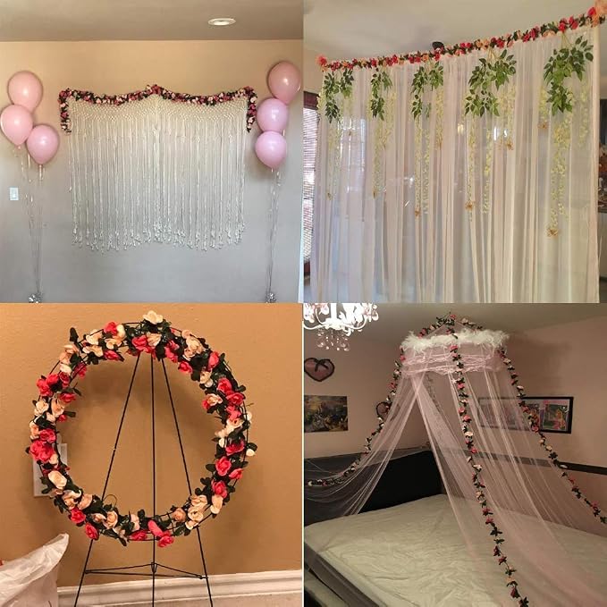 Miracliy 5Pcs 41FT Champagne and Orange Flower Garland for Wedding Backdrop | Champagne and orange rose vines bring warm sunset tones to wedding arches, garden parties and autumn-inspired event decor - Image 6