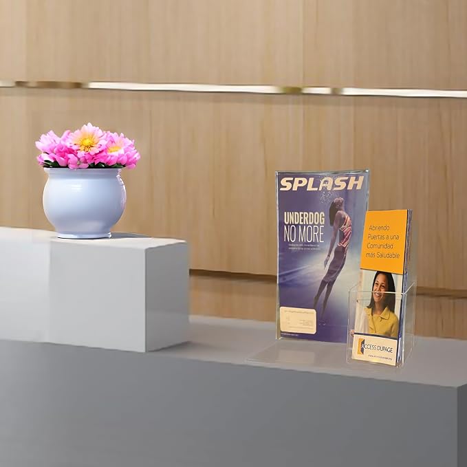 20 Pieces 8.5X11" Letter Size Promotional Sign Holder 4" Tri-fold Flyer Brochure Combo Counter Top Display Clear Acrylic Picture Frame Marketing Promotional Station 15884-NPF - Image 4