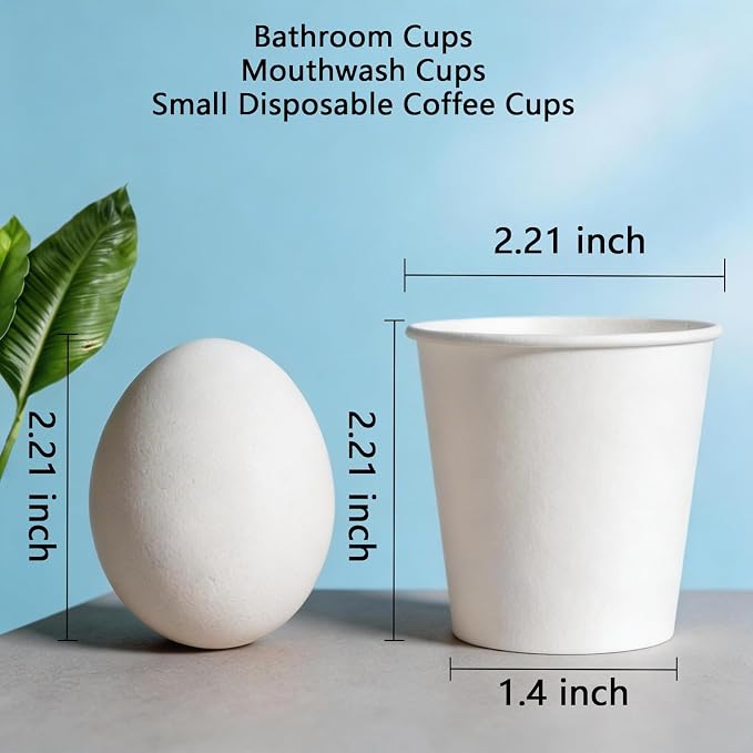 MOUMOULIFE Disposable Paper Coffee Cups 3 oz 500 Count, Bathroom Cups, Small Mouthwash Cups, White Coffee Cups, MiniCups for Bathroom, Party, Office - Image 3