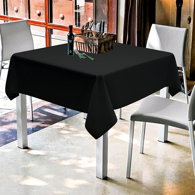 6 Packs Black Square Tablecloths 52 x 52 Inch | Polyester Table Cloth for Square Tables, Stain Wrinkle Resistant Washable Fabric, Perfect for Wedding Banquet Party - Image 5