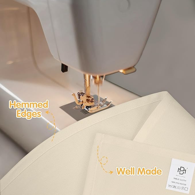 BRILLMAX 6 Pack Beige Tablecloths 60x126 Inch for 8ft Rectangle Tables | 150 GSM Polyester Fabric, 15" Standard Drop, Water, Stain & Wrinkle Resistant Cloth Cover for Wedding Reception Banquet Party - Image 4