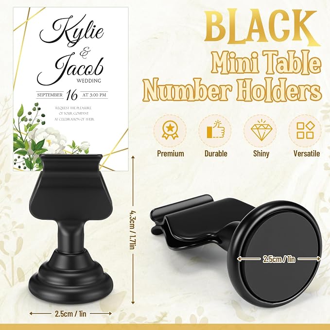Kathfly 12 Pcs Wedding Table Number Holders Metal Black Place Card Holder | Place Card Holder for Weddings Restaurants, Menu Picture Memo Note Display, Stable Clip Design, Reusable Bulk Set - Image 2