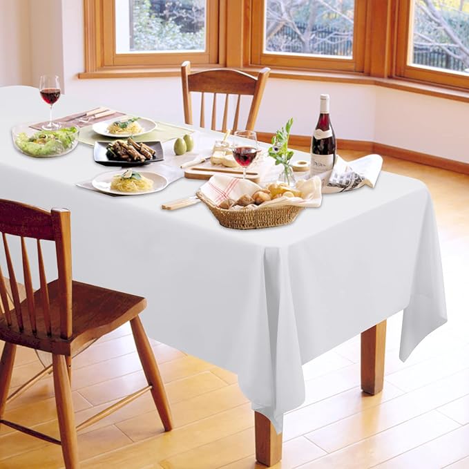 4 Pack White Tablecloths for 6ft Tables-60 x 102 Inch | Polyester Table Cover, Stain and Wrinkle Resistant Washable Fabric Table Cloth, Perfect for Wedding Banquet Parties - Image 7