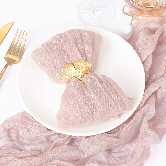 DeZerlor Pink Washable Cheesecloth Napkins Set of 50 for Wedding Party | Reusable Summer Cloth Napkins Bulk, for Bridal Baby Shower Dinner Cocktail Birthday Home, 21x21 Inches - Image 2