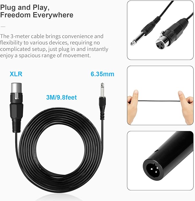 Dynamic Wired Microphone, 6.35mm Cardioid Karaoke Mic for Professional Setting, Handheld Vocal Microphone for Karaoke Machine, PA System, Stage, Speech, Party Events