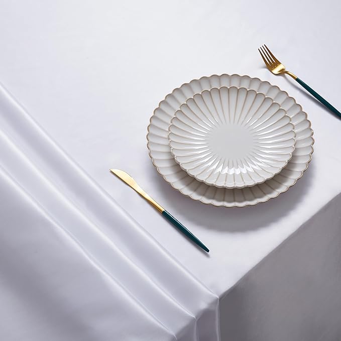1 Pack Rectangle Satin Tablecloth, 60 x 102 Inches, White Solid, Formal/Romantic Wedding Banquet Table Decor
