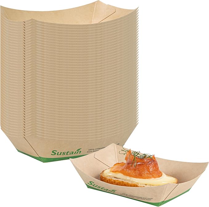 Restaurantware Paper Food Boat 400 Pack 4 oz Leak-Resistant Disposable Boat Tray Appetizer Serving Tray Durable Kraft Ideal For Rustic Food Presentation - Image 2